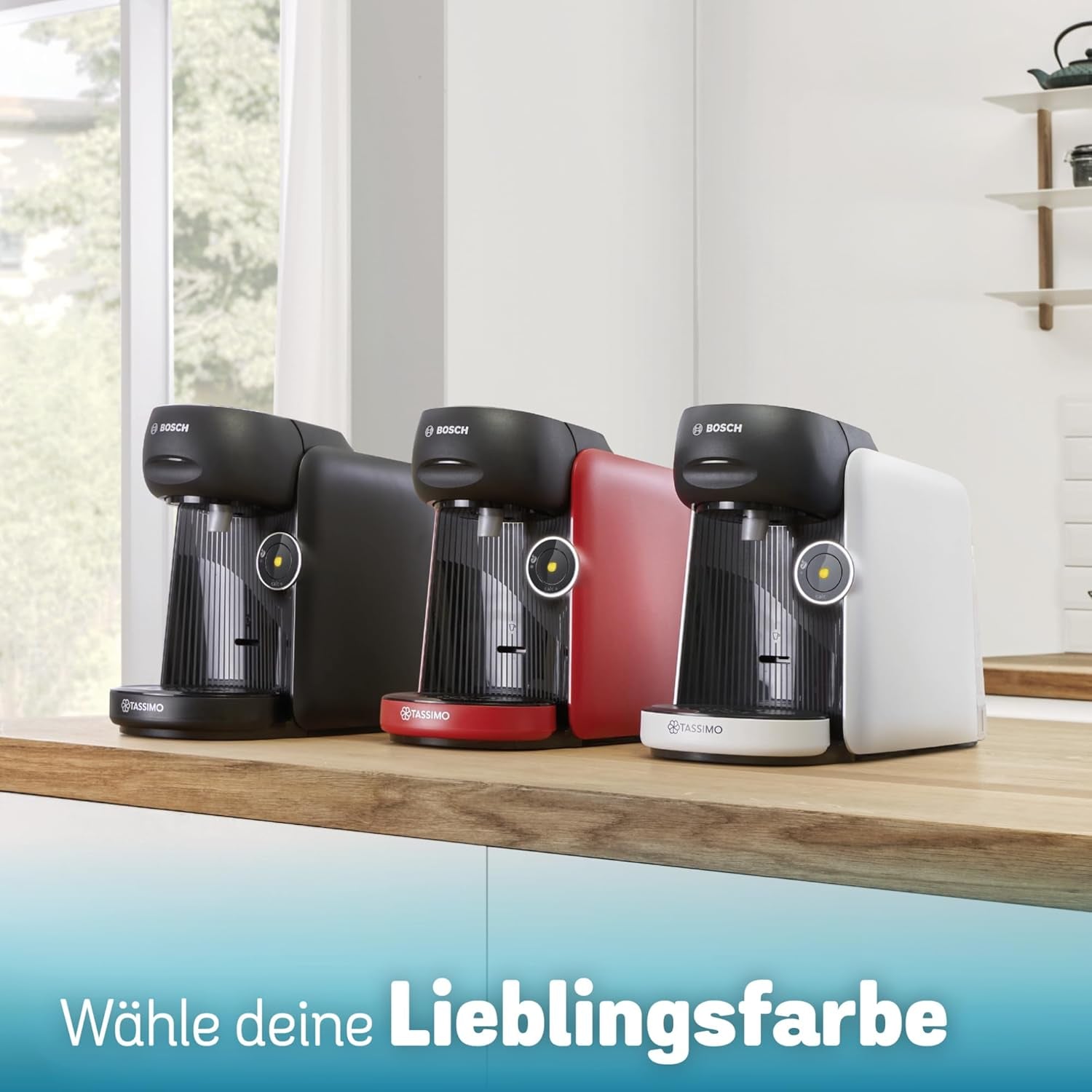 Bosch Tassimo finesse TAS162E Kapsel-Espressomaschine, 70 Getränke, intensiverer Kaffee auf Knopfdruck, automatische Abschaltung, nachhaltig, perfekte Dosierung, 1400 W, schwarz/schwarz