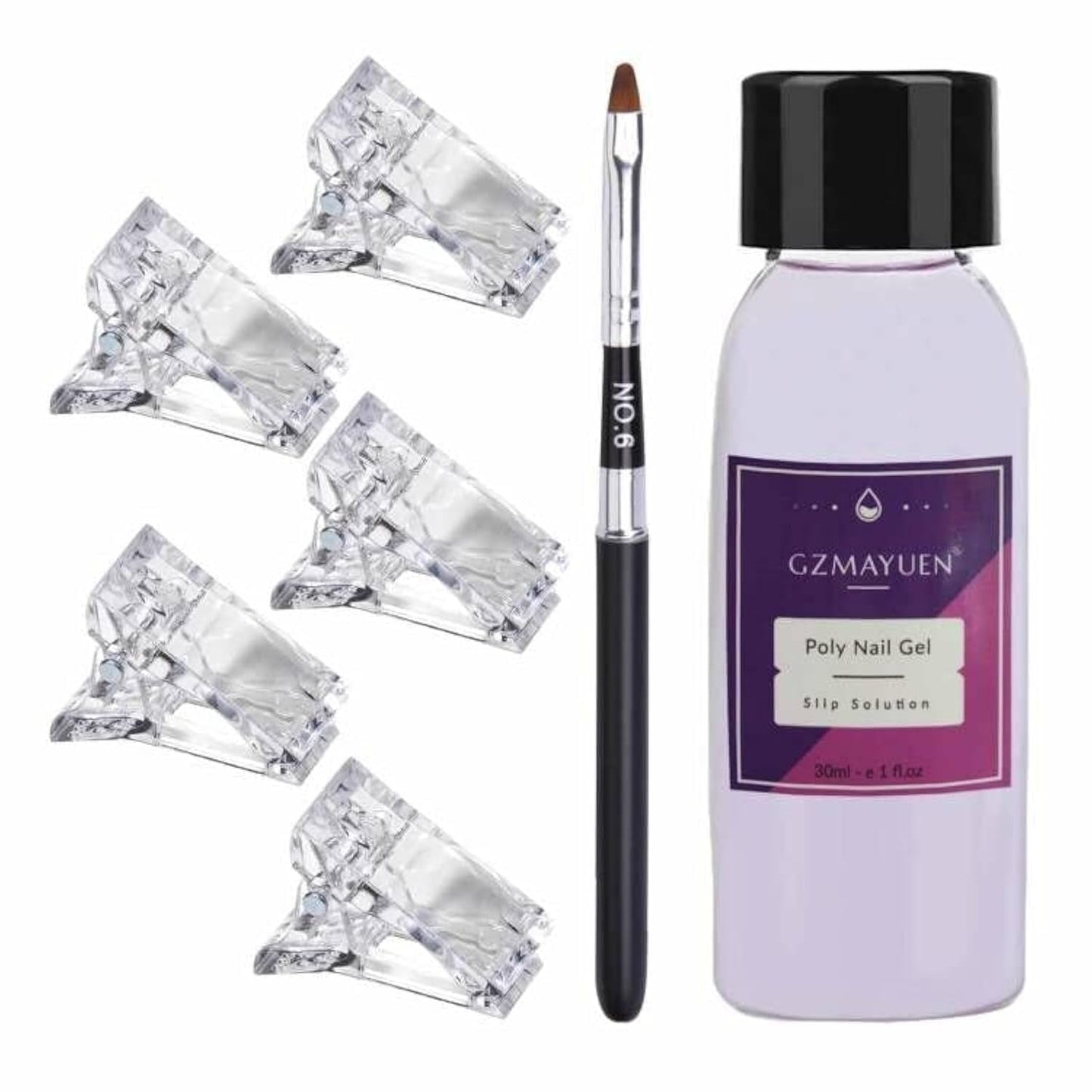 GZMAYUEN Poly-Nagelgleitlösung, 30 ml * 2 Nagelverlängerungsgel, flüssiges Poly-Verlängerungsgel – einfache DIY-Gleitlösung mit Pinsel