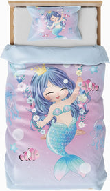 Bettwäsche für Kinder, verschiedene Größen und verschiedene Zeichentrickfiguren. Bettwäsche - Kinder Naty Shop Mermaid (Modell 1) 135X200Cm+80X80Cm