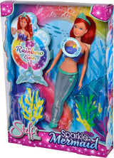 Simba 105733656 – Steffi Love funkelnde Meerjungfrau-Puppe (39 cm) – leuchtende Meerjungfrau, farbwechselnder, leuchtender Regenbogen, wasserfestes Spielzeug für Kinder ab 3 Jahren