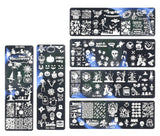 JMEOWIO Nail Stamping Schablonen Halloween 6 Stück Nagelstempel Schablonen Nail Art Dekoration Nageldesign Zubehör Böse Gruselige Kürbis-Geisterhexe