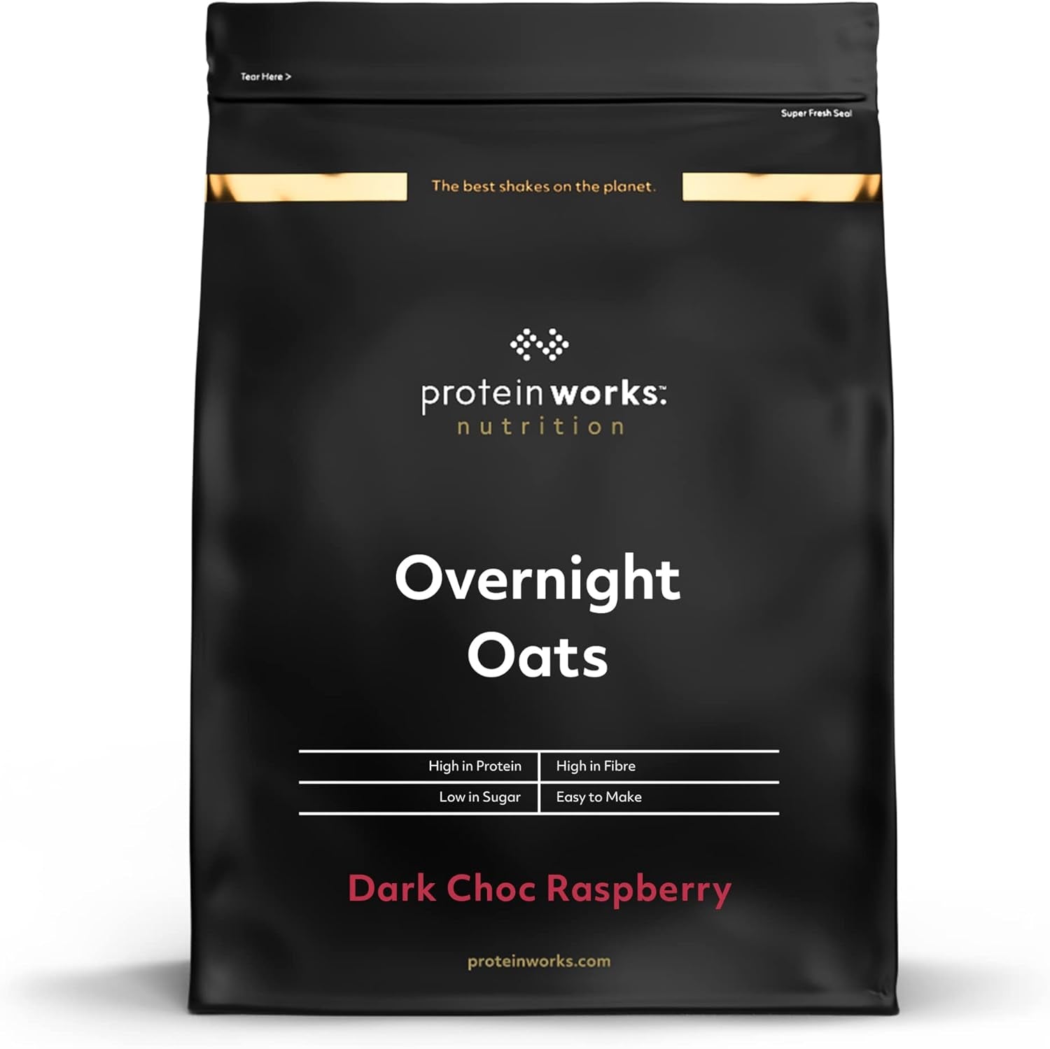 Overnight Oatmeal mit Protein | Dunkle Schokolade und Himbeere | Proteinreiches Frühstück | Zuckerarmer Snack | Haferflocken mit niedrigem GI | 500g