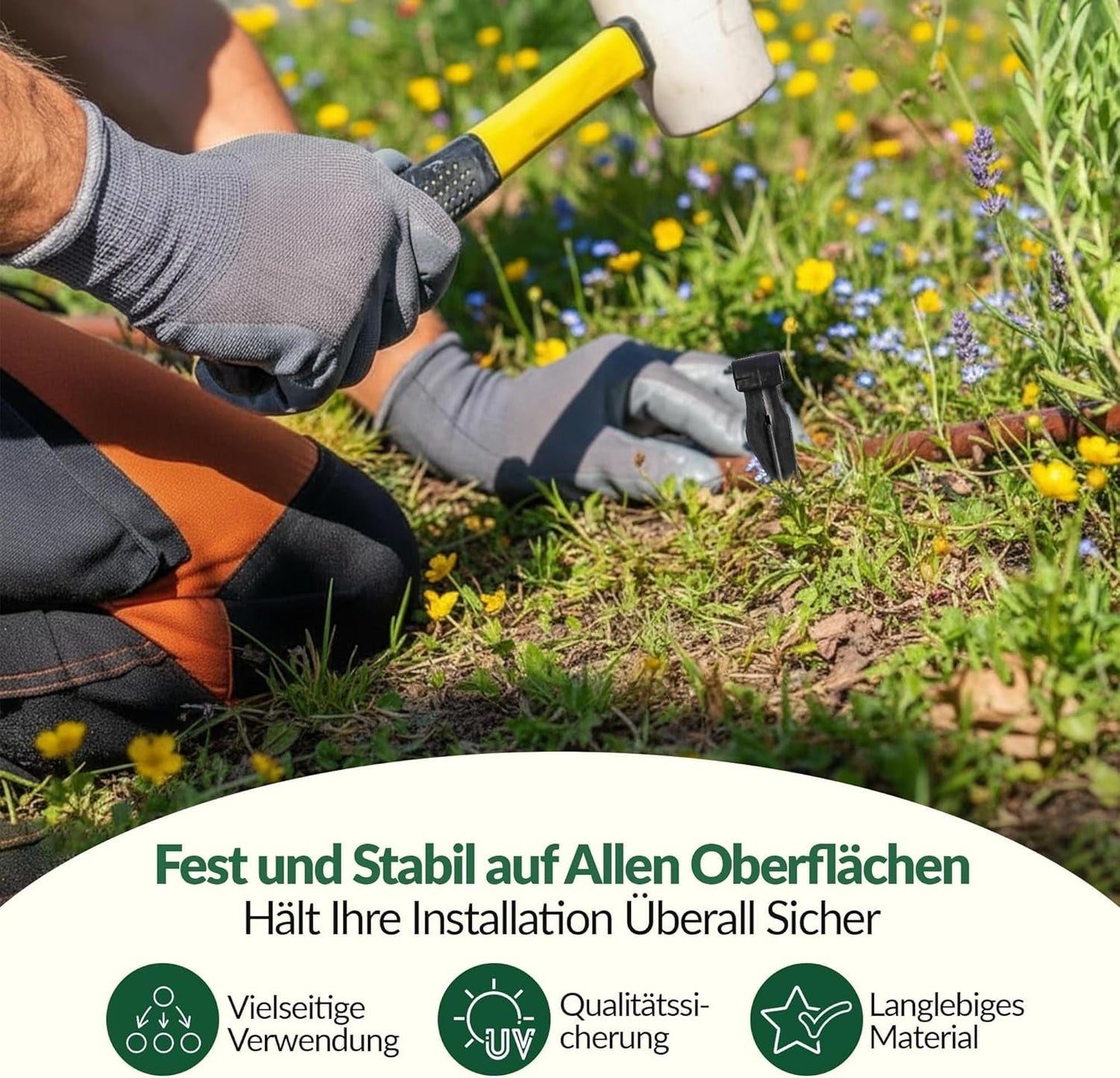 GARDENIX AquaPIN Gartenschlauchanker, 50 Stück, Erdspieß, Befestigungsanker für Tropfschlauch, Bewässerungsschlauch, Verbindungsgabel