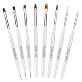 Sularpek 8 Stück Nagel Pinsel Set, Pinsel Für Gelnägel, Nageldesign Pinsel, Nail Art Dotting Tools, Nailart Pinsel Für Gel Acryl Nägel Nailart