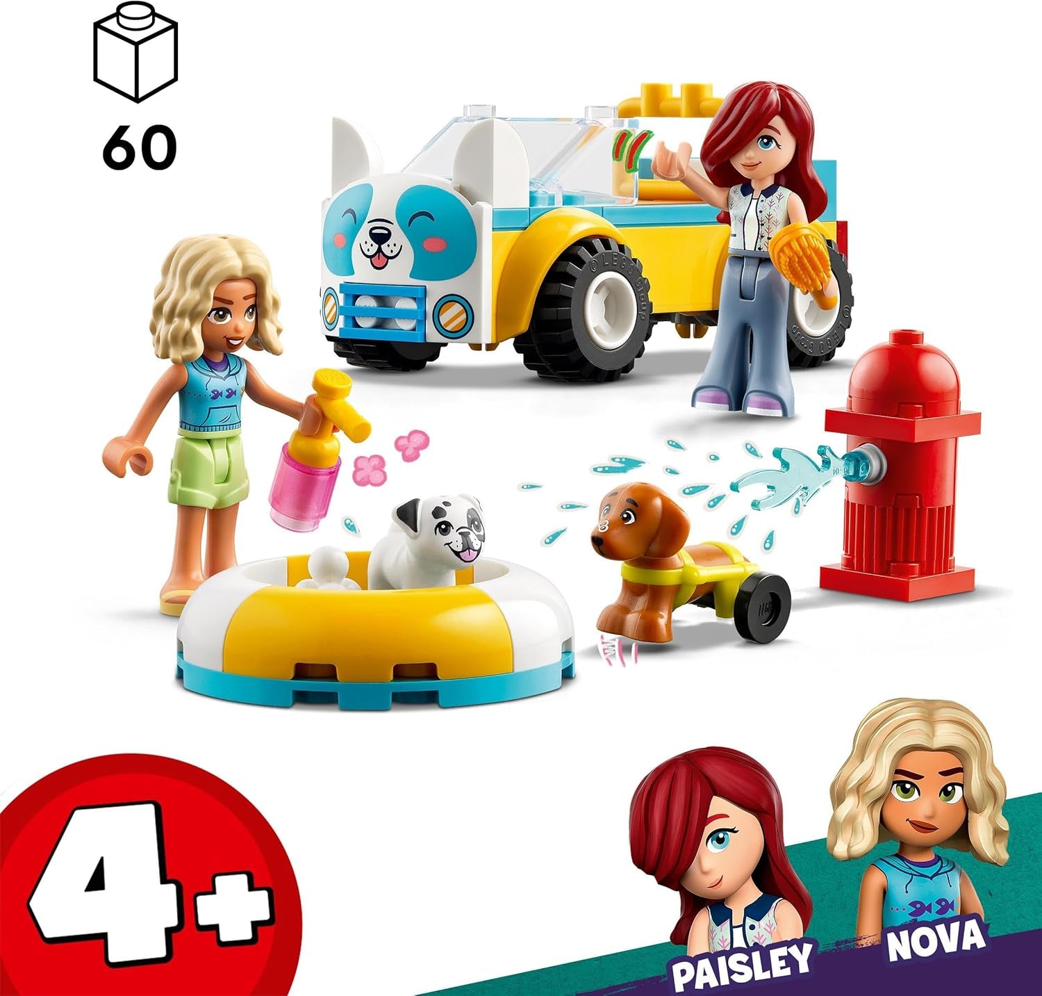 LEGO Friends Mobiler Hundepflegesalon, Rollenspiel-Tierfahrzeug-Spielset, Kinderspielzeug mit 2 Figuren und 2 Hunden für Mädchen und Jungen ab 4 Jahren, Hundepflegeset 42635 Bausätze Beuche den LEGO-Store