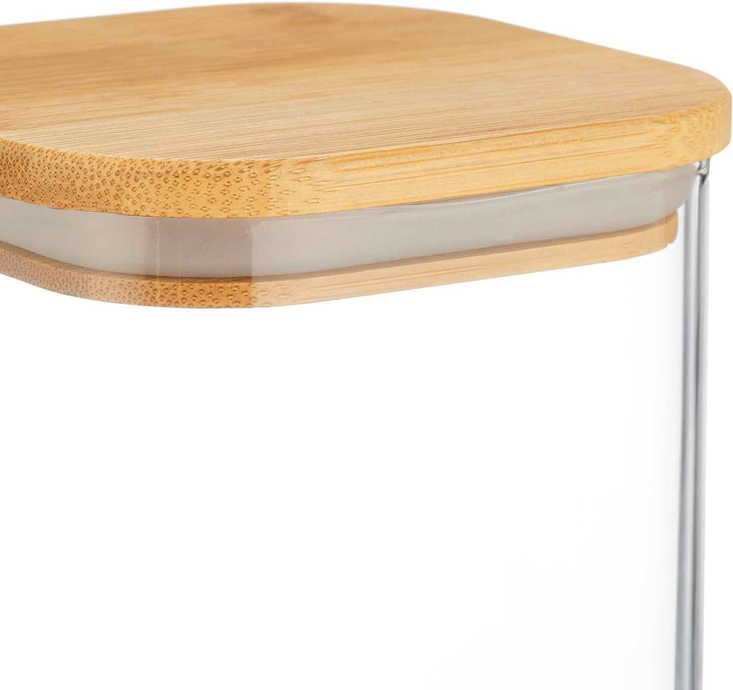Relaxdays Vorratsdosen mit Bambusdeckel, 3er-Set, eckige Glasdosen, 900 ml, auslaufsicher, klar/naturbelassen, Frischhalteboxen, Naty Shop