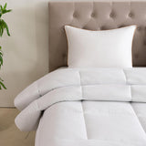 Good Nite Einzelbett-Bettwäsche-Set, 15 Tog, Winterwärme, Einzelbett, weiches Polyester, Hohlfaser, weiße Bettwäsche mit Eckstreifen, maschinenwaschbar (weiß, 15 Tog, 130 x 150 cm) Naty Shop Quilts & Quilts