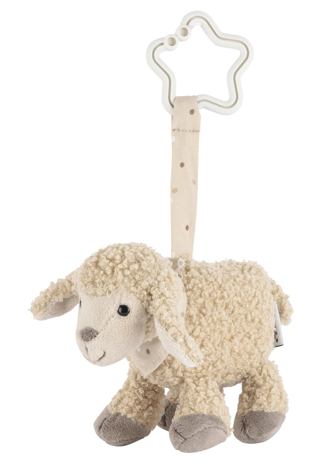 Sterntaler Flocke Schaf-Spielzeuganhänger – weiches Stoff-Kinderwagenspielzeug – Baby-Hängespielzeug – Sandfarbe, Sternform, Aufhängung, Spielbogen-Anhänger, Bebe Toys Naty Shop Standardtitel