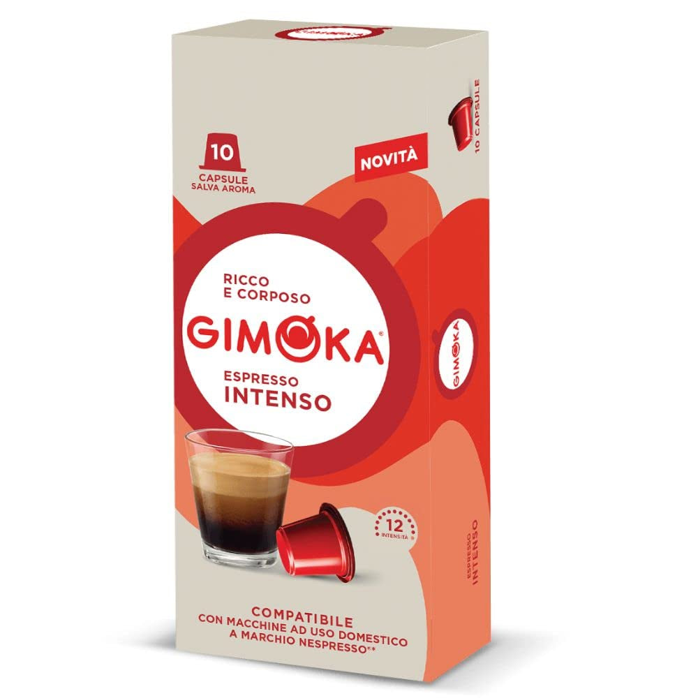 Gimoka Kaffeekapseln Espresso Intenso, Intensität 12/13-100 Kapsel – kompatibel mit Nespresso* Haushalts-Espressomaschinen – 100 Stück (10 x 10 Getränke) – hergestellt in Italien