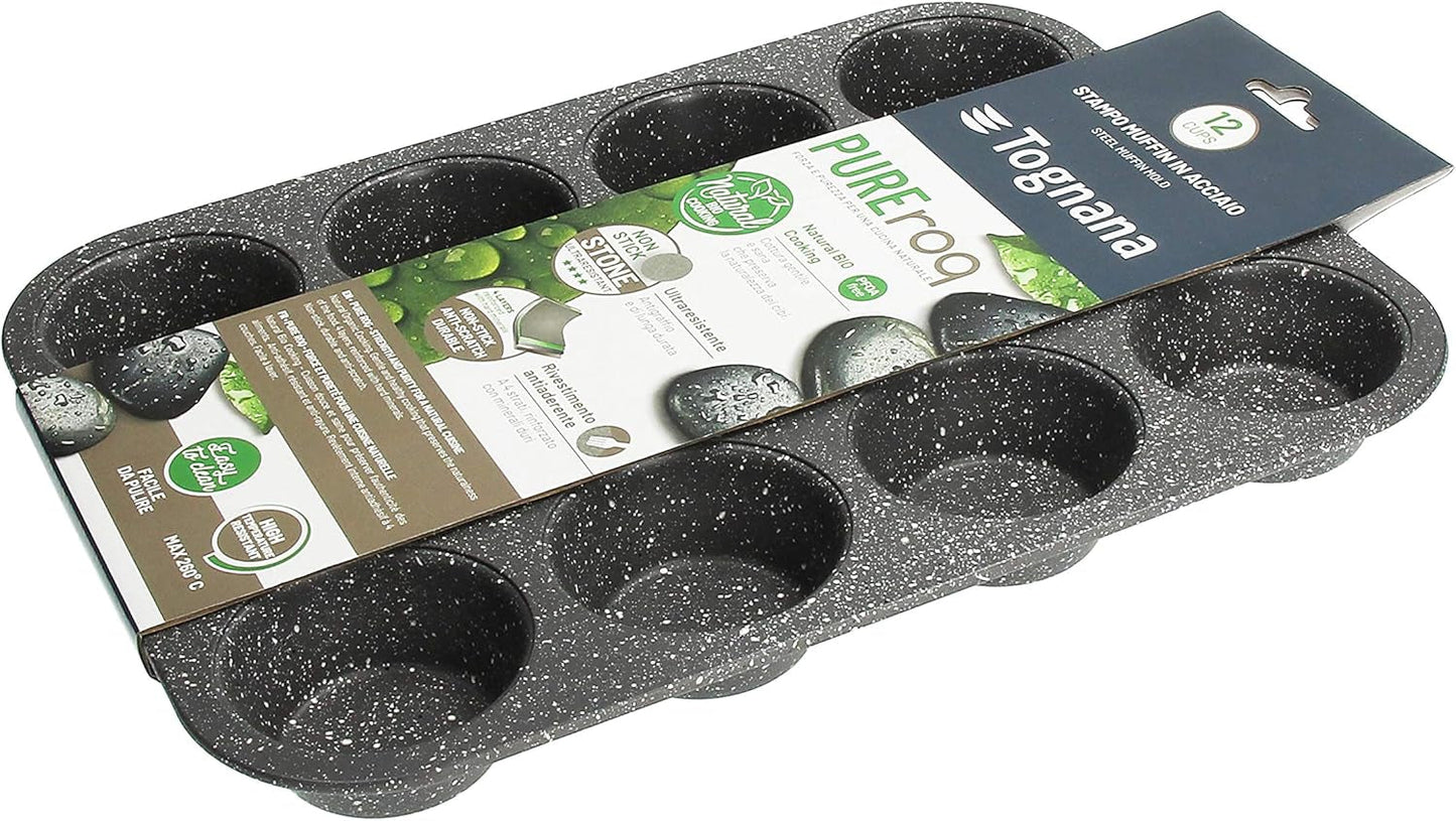 Pure Roq Muffinform für 12 Muffins, Aluminium, schwarze Formen und Backbleche Naty Shop