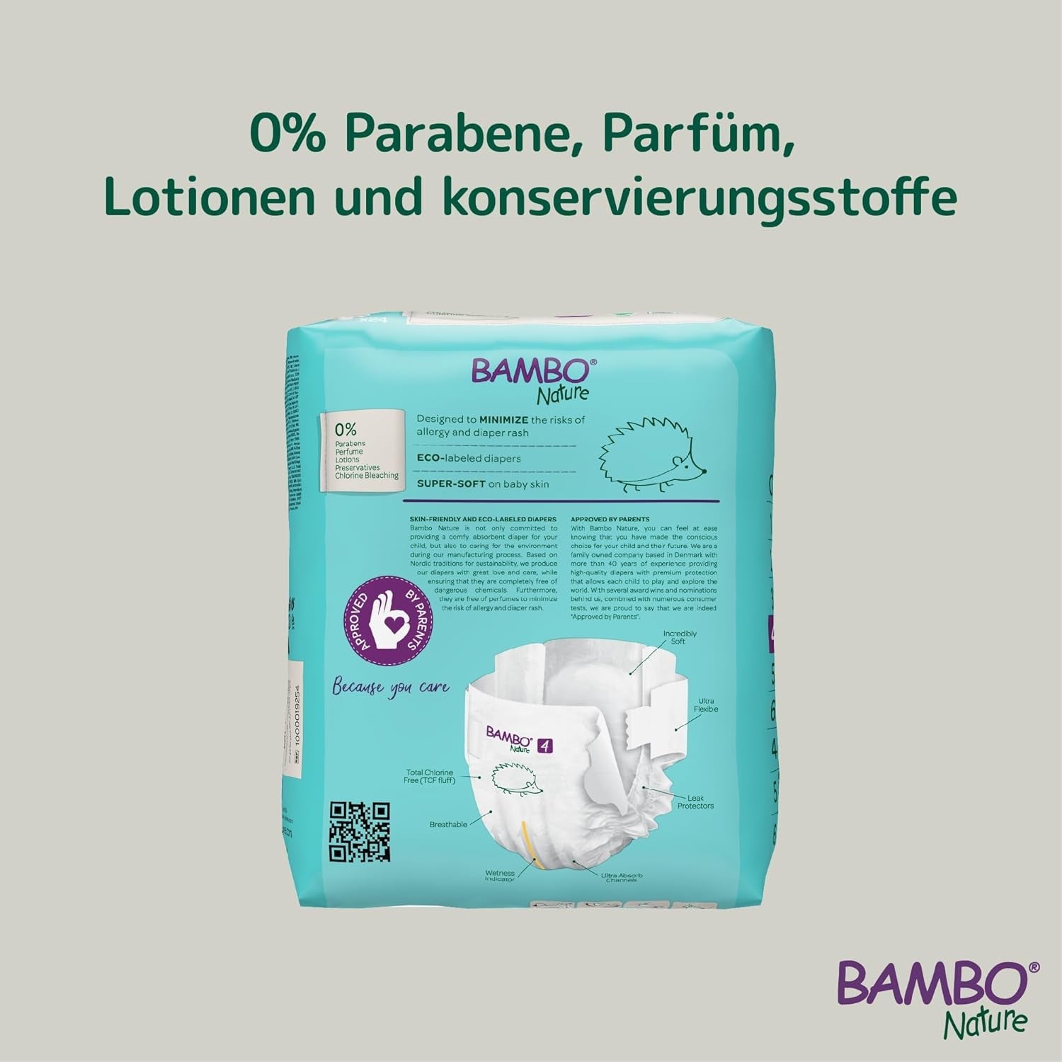 Bambo Nature Windeln für Babys, Größe 4 (7-14 kg), 144 Stück, Monatsbox | Premium-Windeln mit verbessertem Auslaufschutz | Ultimativer Komfort und Freiheit für aktive Kinder | Dermatologisch getestete Windeln