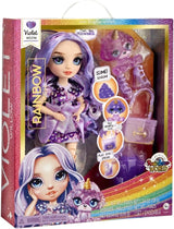 Rainbow High Modepuppe mit Schleim und Haustier – Lila – 28 cm große Glitzerpuppe mit Glitzerschleim, magischem Haustier und Modeaccessoires – Spielzeug für Kinder – ideal für 4–12 Jahre