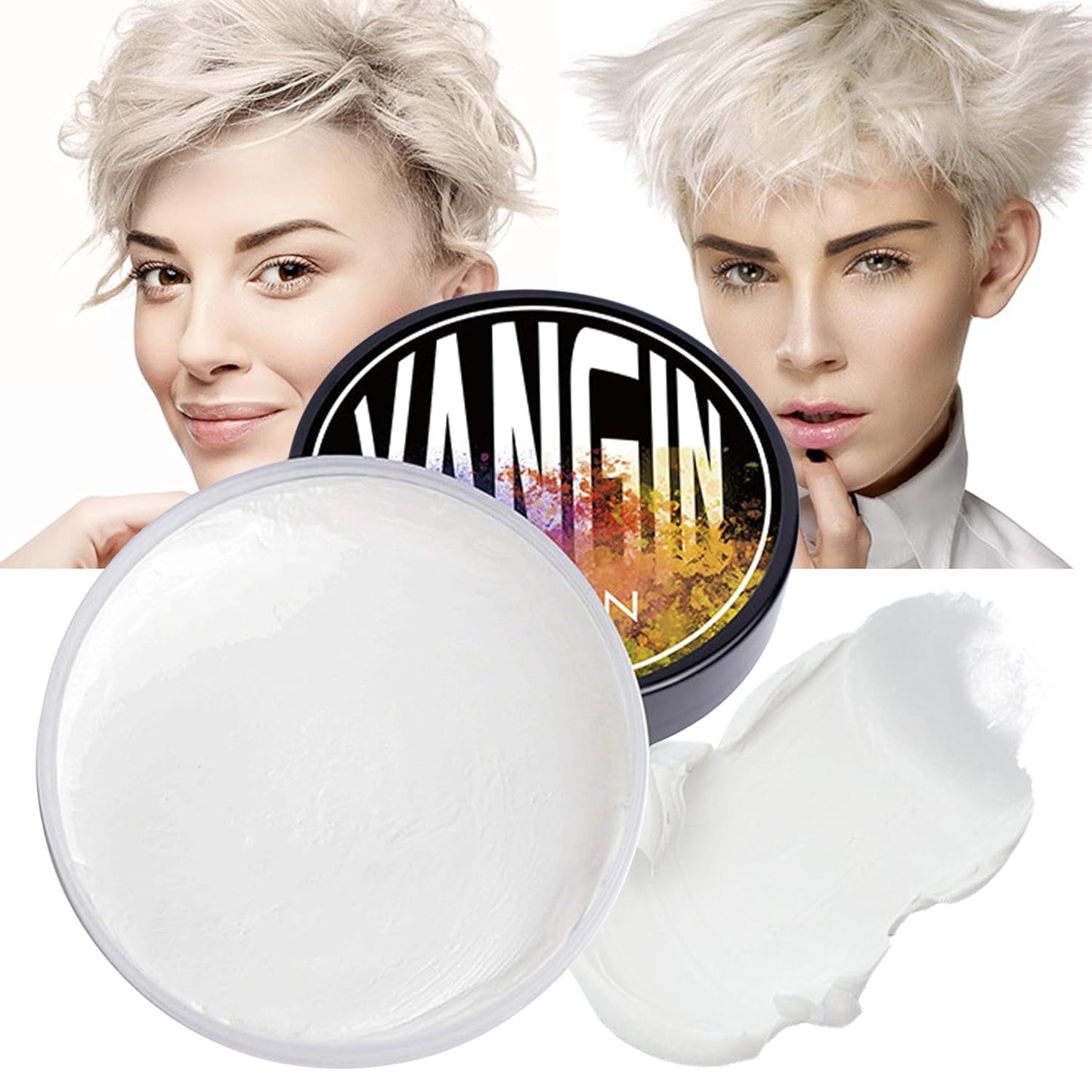Grüne temporäre Haarfarbe, Styling-Haarfarbe für Männer und Frauen, natürliche Haarpomade, Haarfärbewachs für Party, Cosplay & Halloween, Weihnachten, cremefarbene temporäre Haarfarbe (100 g, grün) Naty Shop Haarfarbe weiß 1 g (1 Packung)