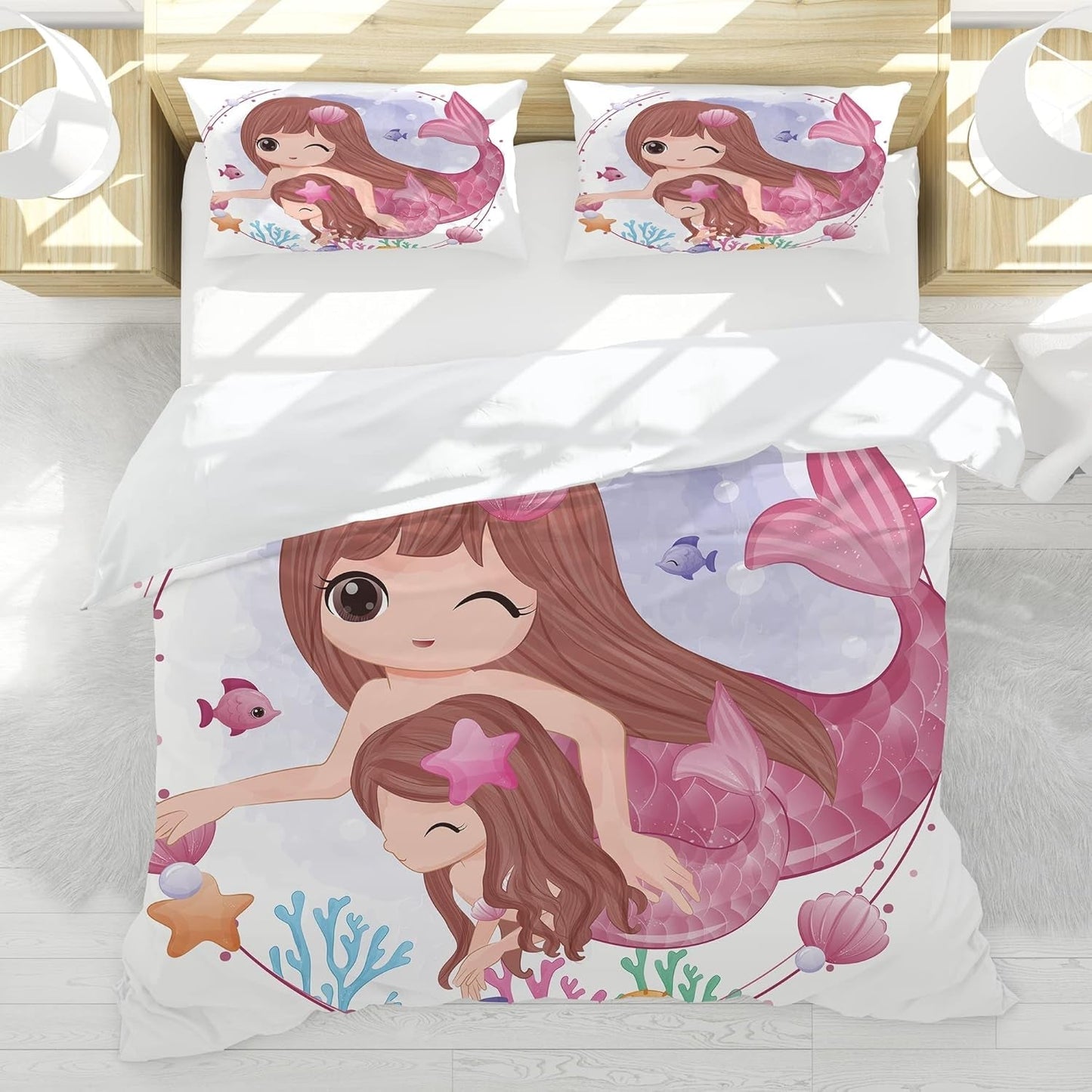 Bettwäsche für Kinder, verschiedene Größen und verschiedene Zeichentrickfiguren. Bettwäsche – Kinder Naty Shop Mermaid (Modell 6) 200 x 200 cm + 80 x 80 cm