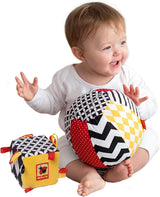 magdum 2 Set Baby Würfelspiel + Stoffball - Motorikspielzeug ab 1 Jahr - Spielzeug für Kinder 6 Monate - Montessori Spielzeug - Lernspielzeug 1 Jahr - Geschenk für Kinder - Ball für Kinder - Würfel für Kinder - Geschenke für Kinder Spielzeug Bebe Naty Shop Standardtitel