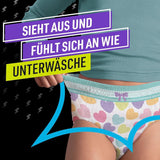 Hearts Pyjamahose, 9 Nächte, saugfähige Unterhose, 8 Jahre, 27 kg–43 kg, Auslaufschutz für die ganze Nacht