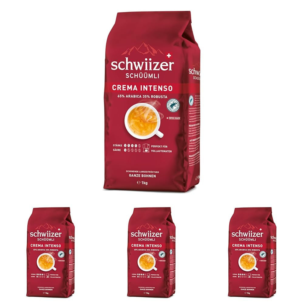 Schwiizer Schüümli Intenso, Kapsel, gemahlener Kaffee 1kg – Intensität 4/5 – UTZ-Zertifikat (4er-Pack)