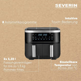SEVERIN Doppel-Heißluftfritteuse mit Garraum 2 x 3,8 l, 8 Automatikprogramme Haushaltsgeräte Naty Shop