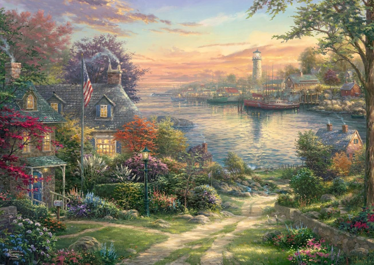 Schmidt Spiele 58785 Thomas Kinkade, New England Harbour, Puzzle 1000 Teile, farbig Puzzle Naty Shop