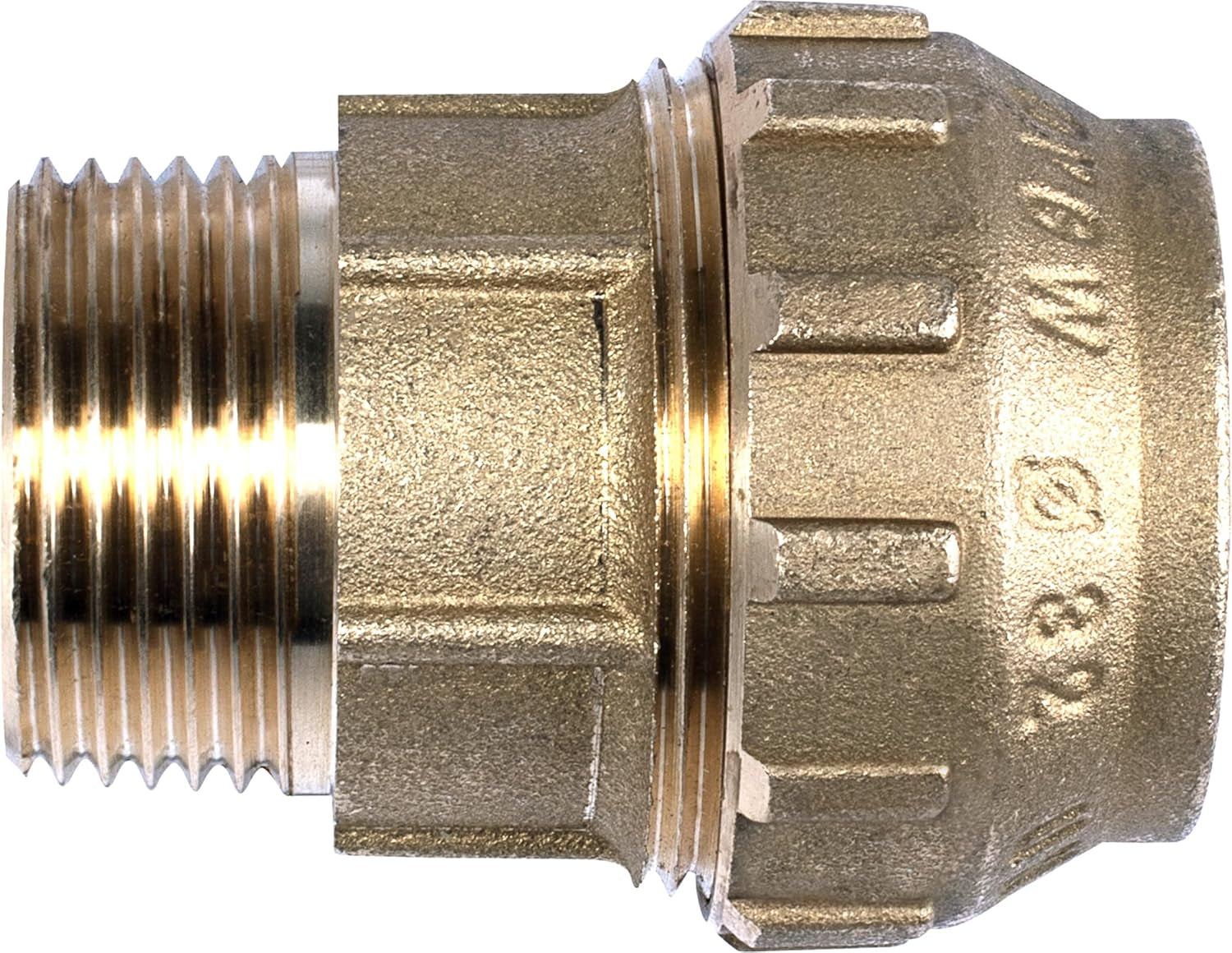 Cornat Klemmverschraubung – Außengewinde Ø 32 mm x 1 Zoll – Messing – mit einem Außengewinde – PE-HD-Rohranschluss / T617532