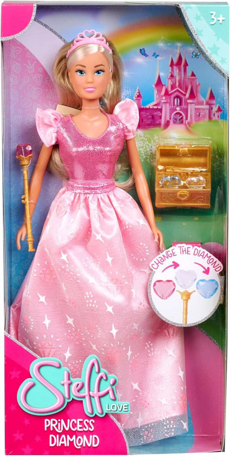 Simba Steffi Love Princess Diamond Princess Spielpuppe mit magischer Schatztruhe, Zepter und Diamanten, 29 cm, ab 3 Jahren