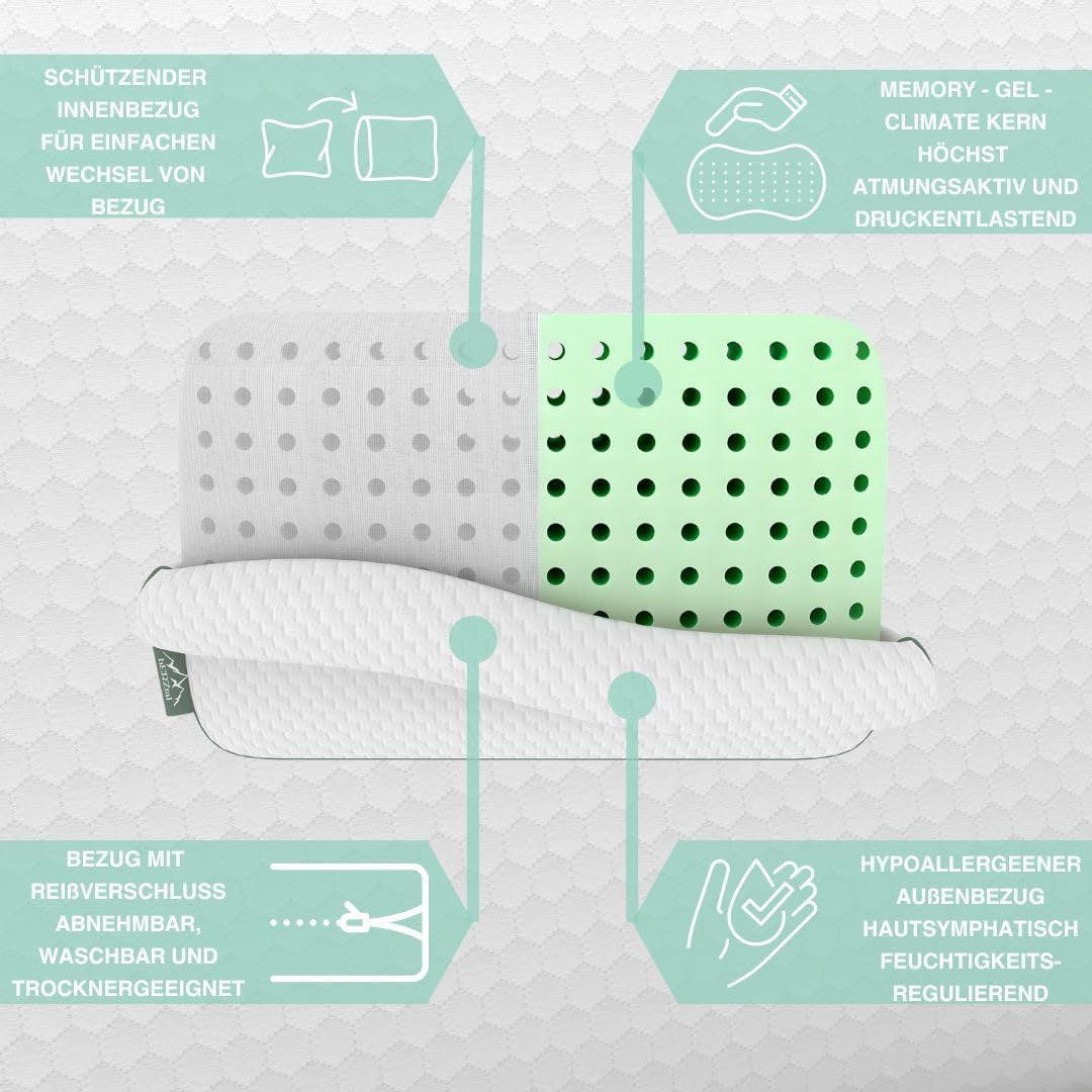 Orthopädisches Nackenstützkissen für 80 x 40, 800 x 400 mm, viskoelastisches Kissen, Visco-Kissen, Kissen, Memory-Schaum-Nackenkissen, Visco-Schaum, Schlaf, weiß (710 x 420 x 120 mm). Orthopädische Nackenkissen von Naty Shop
