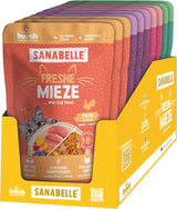 Sanabelle Freshe Mieze - Mixtray | 10 x 100g Mixpack | 4 köstliche Sorten Katzenfutter zum Probieren | Gedämpftes Nassfutter für Katzen, wie frisch gekocht