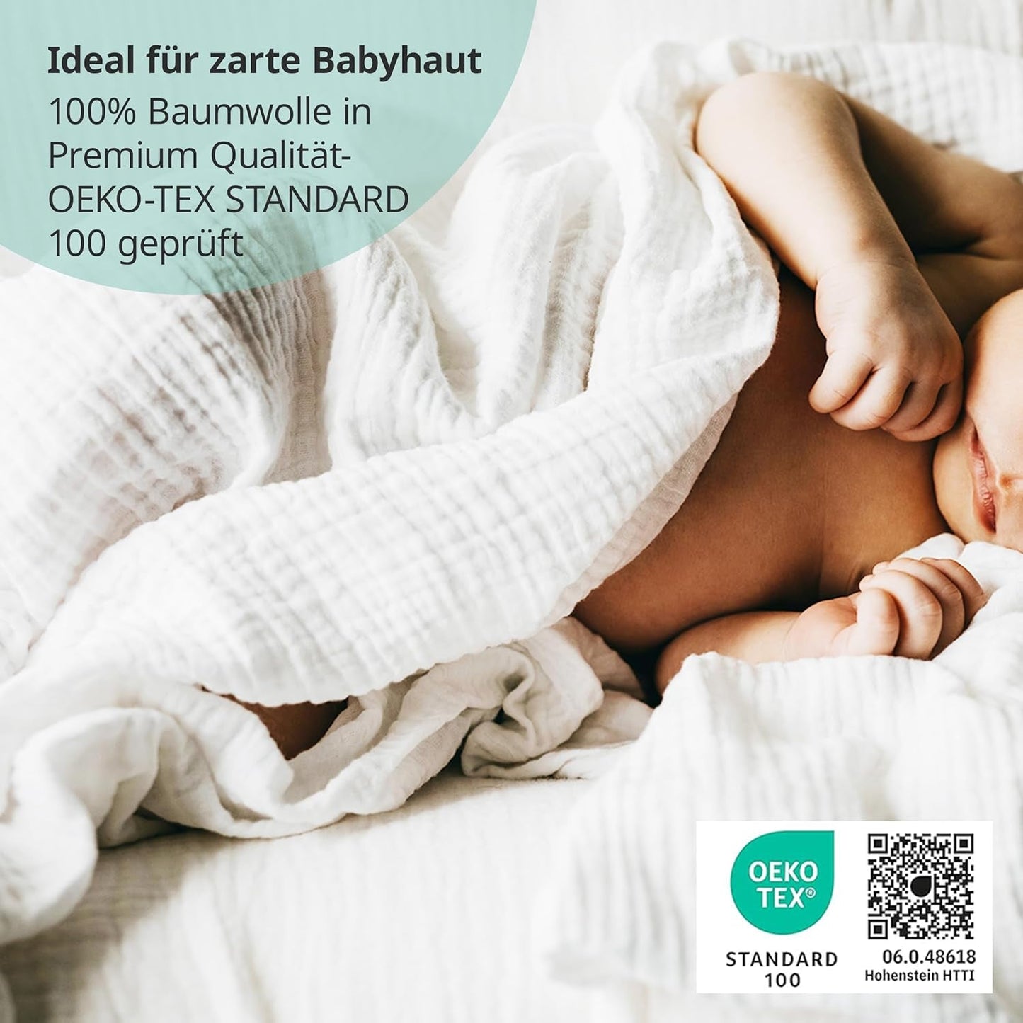 MAKIAN Musselin-Quadrate, 10 Stück, 80 x 80 cm, Öko-TEX® Standard 100 zertifiziert, 10 Premium-Spucktücher – doppelt gewebte Stoffquadrate/Musselin-Quadrate, kochfest – Weiß