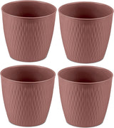 Set mit 5 braunen Töpfen, Durchmesser 16 cm – Stabile Kunststofftöpfe – Dekorativer Übertopf mit Entwässerungsmöglichkeit – Eleganter Topf für den Innen- und Außenbereich