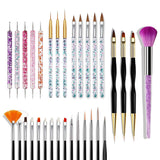 Nail Art Pinsel Set, 20 Stück Nageldesign Malerei Pinsel, Professionelle Nail Art Design Pinsel, Nail Fine Liner Pinsel, Pink