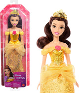 Mattel Disney Prinzessinnen-Spielzeug, bewegliche Belle-Modepuppe mit funkelnder Kleidung und Accessoires, Disney-Film-inspiriertes Geschenk für Kinder HLW11