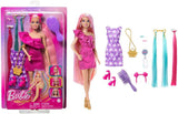 Barbie Totally Hair – Puppe mit leicht zu stylendem extralangem Regenbogenhaar und 10 Mode- und Styling-Accessoires, gepunktetes Kleid in Blockfarben, ab 3 Jahren, HKT96