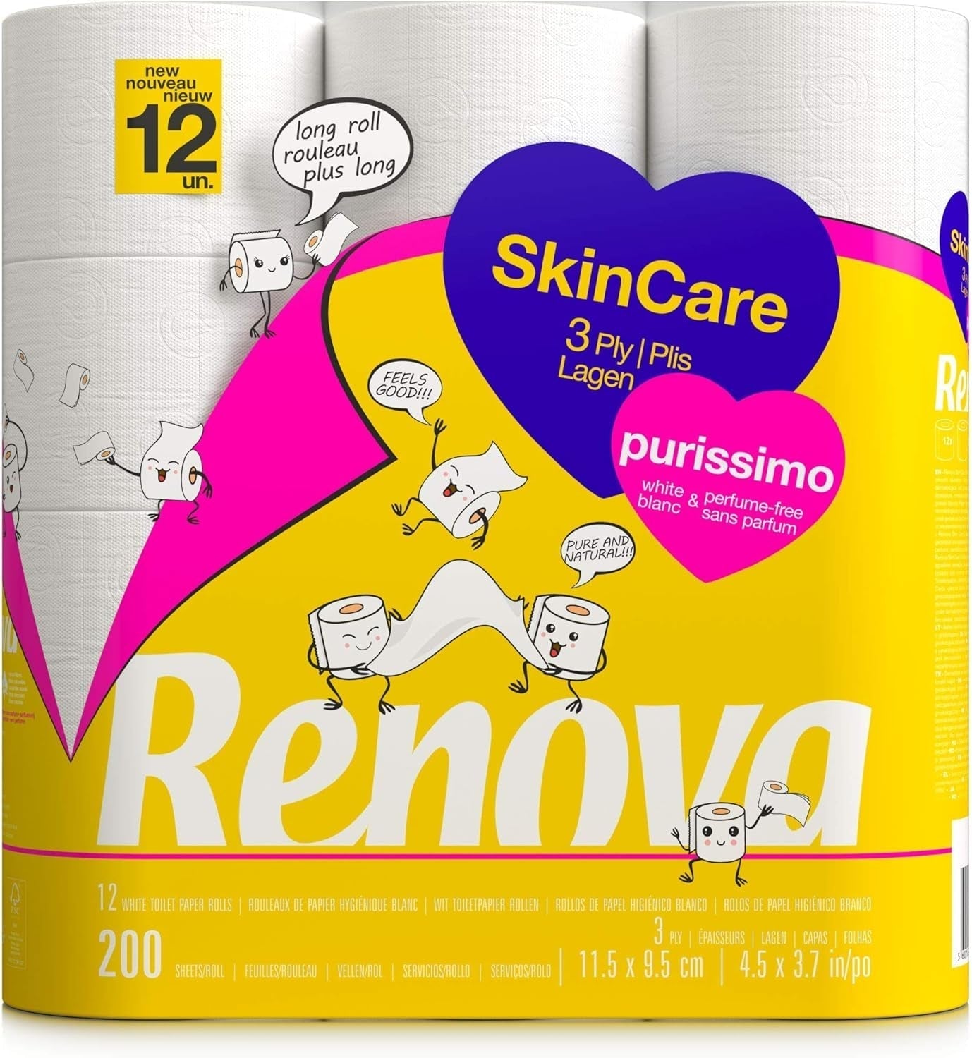 Renova Skincare Purissimo Toilettenpapier, 12 Rollen, weiß