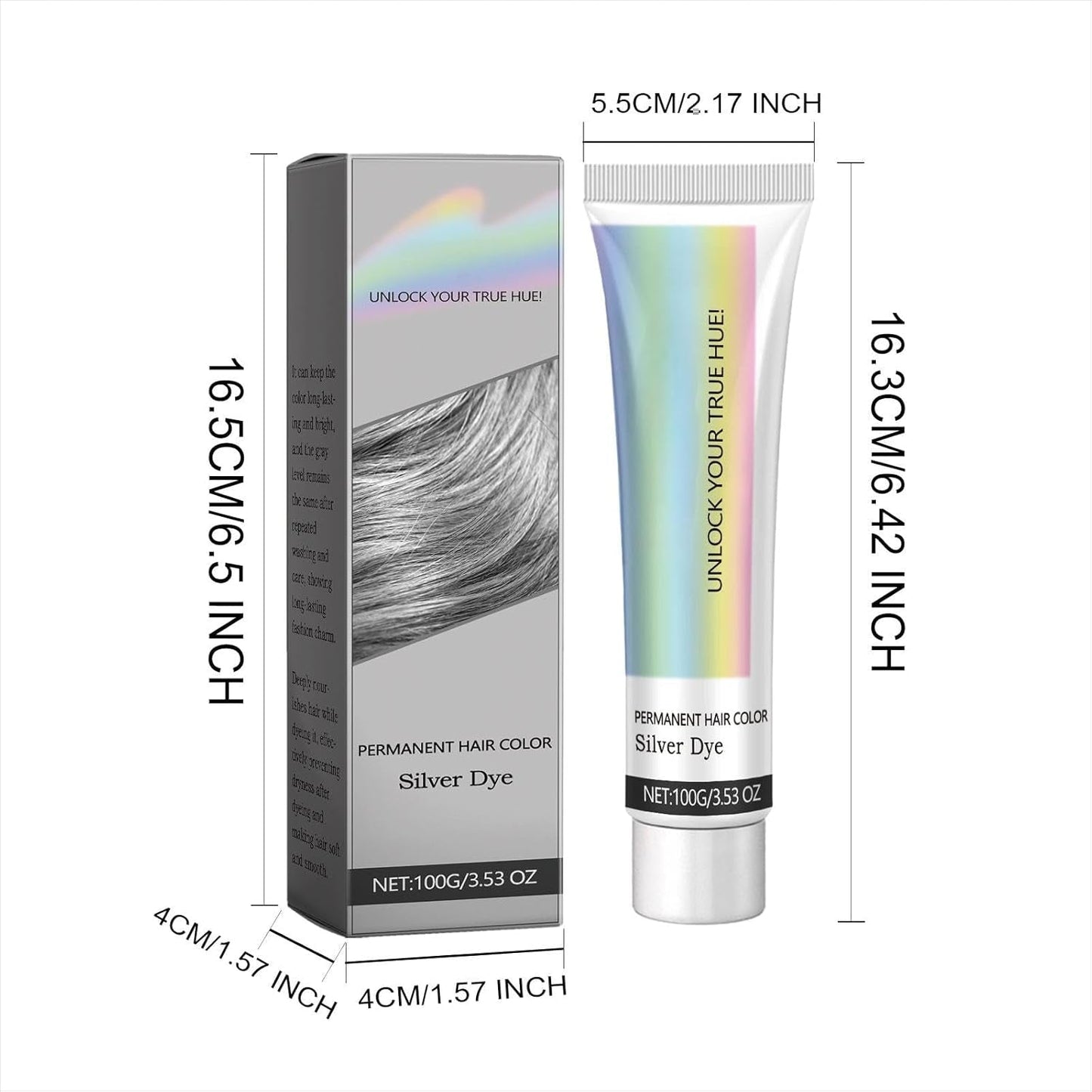 Haarfarbe Silber, Silbergrau, natürliche Haarfärbecreme, temporäre Haarfärbecreme, graue Haarfärbecreme, halbpermanente silberne Haarfarbe für alle Haartypen, 2 Stück, Naty Shop Haarfärbemittel