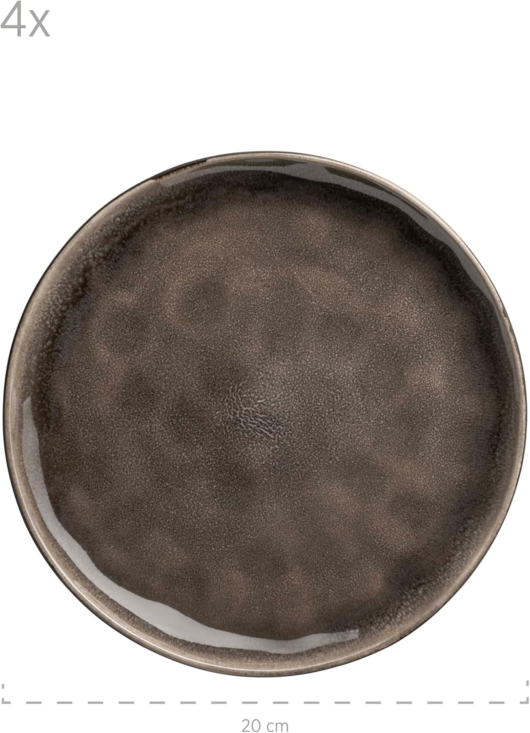 MÄSER 934073 Serie Niara Organic Modernes 4-Personen-Geschirrset im aufregenden Vintage-Look, 16-teiliges Kombiservice mit spezieller schwarzer und brauner Glasurkombination, Steingut