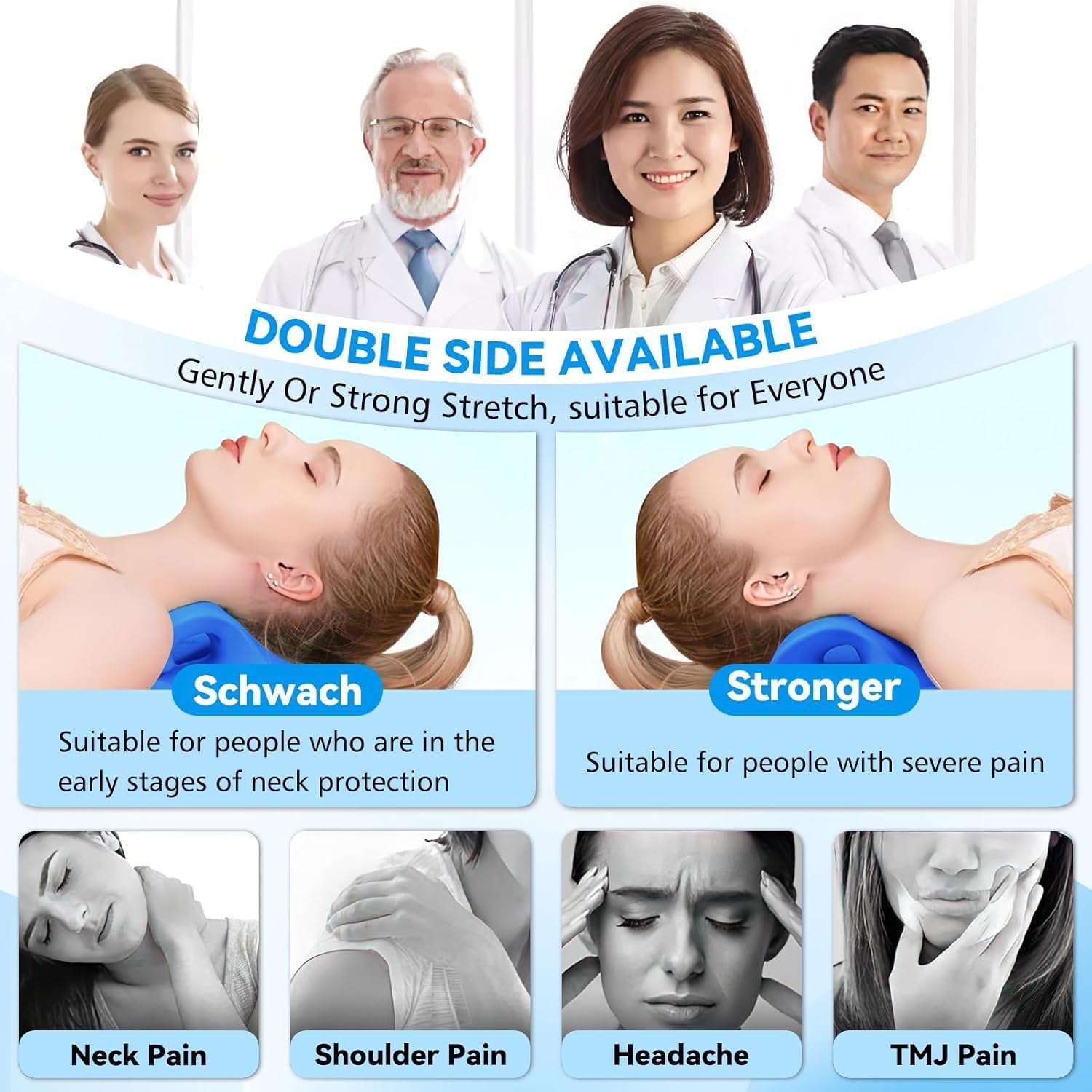 Nackendehner 2.0, Cloudy Neck Lefaya Nackendehner Orthopädischer Testsieger Nackendehner zur Linderung von Nackenschmerzen Premium Nackenbuckel Nackenwolke korrigiert die Körperhaltung (blau) Zervikale orthopädische Kissen Naty Shop
