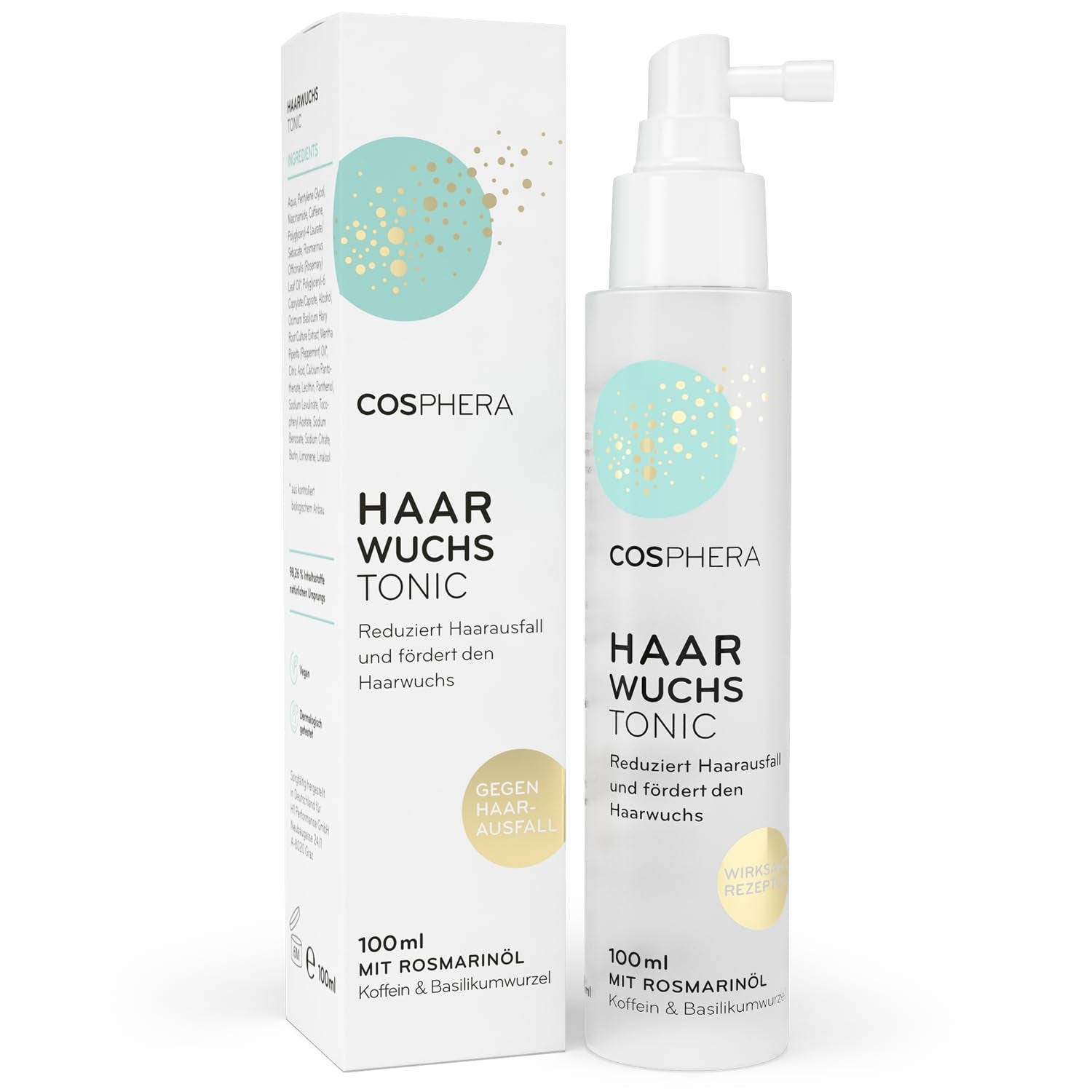 Rosmarinöl-Haartonikum-Spray 100 ml – Rosmarinöl-Spray beschleunigt auf natürliche Weise das Haarwachstum – Mittel gegen Haarwuchs für Frauen und Männer – Haarausfallserum – Rosmarin-Haaröl von Cosphera Hair Care Naty Shop Standardtitel