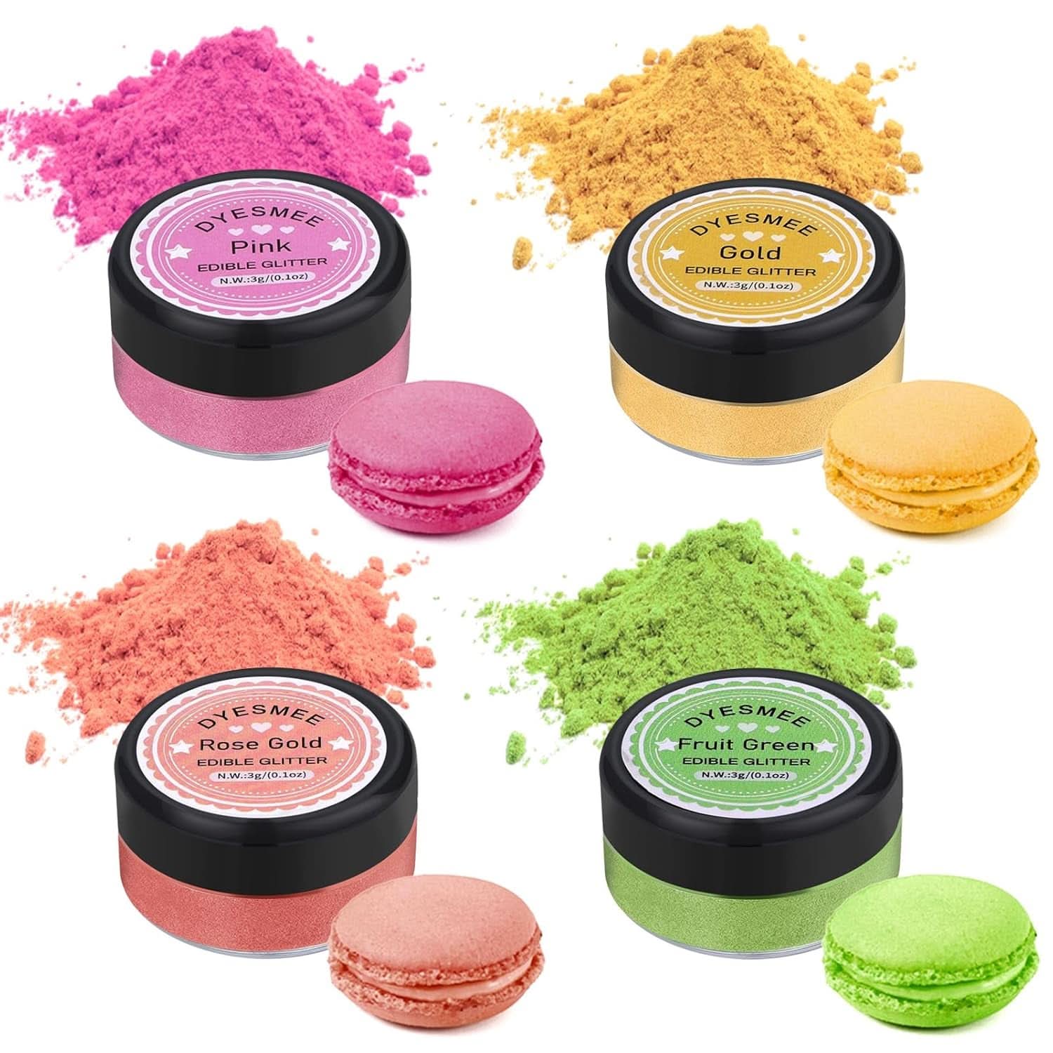 Essbarer Glitzer, Set mit 4 oder 6 Farbtönen, 4 Gramm pro Produkt Glitzer Naty Shop 4 Farben