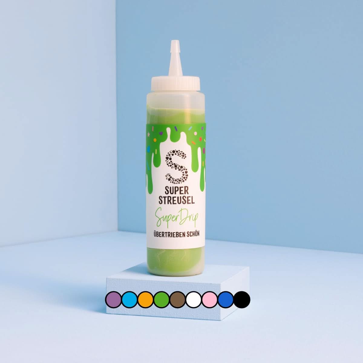 Super Drip Black Cake Glaze Cake Melts Schokolade 300 Gramm Glasuren und Dekor Naty Shop Green