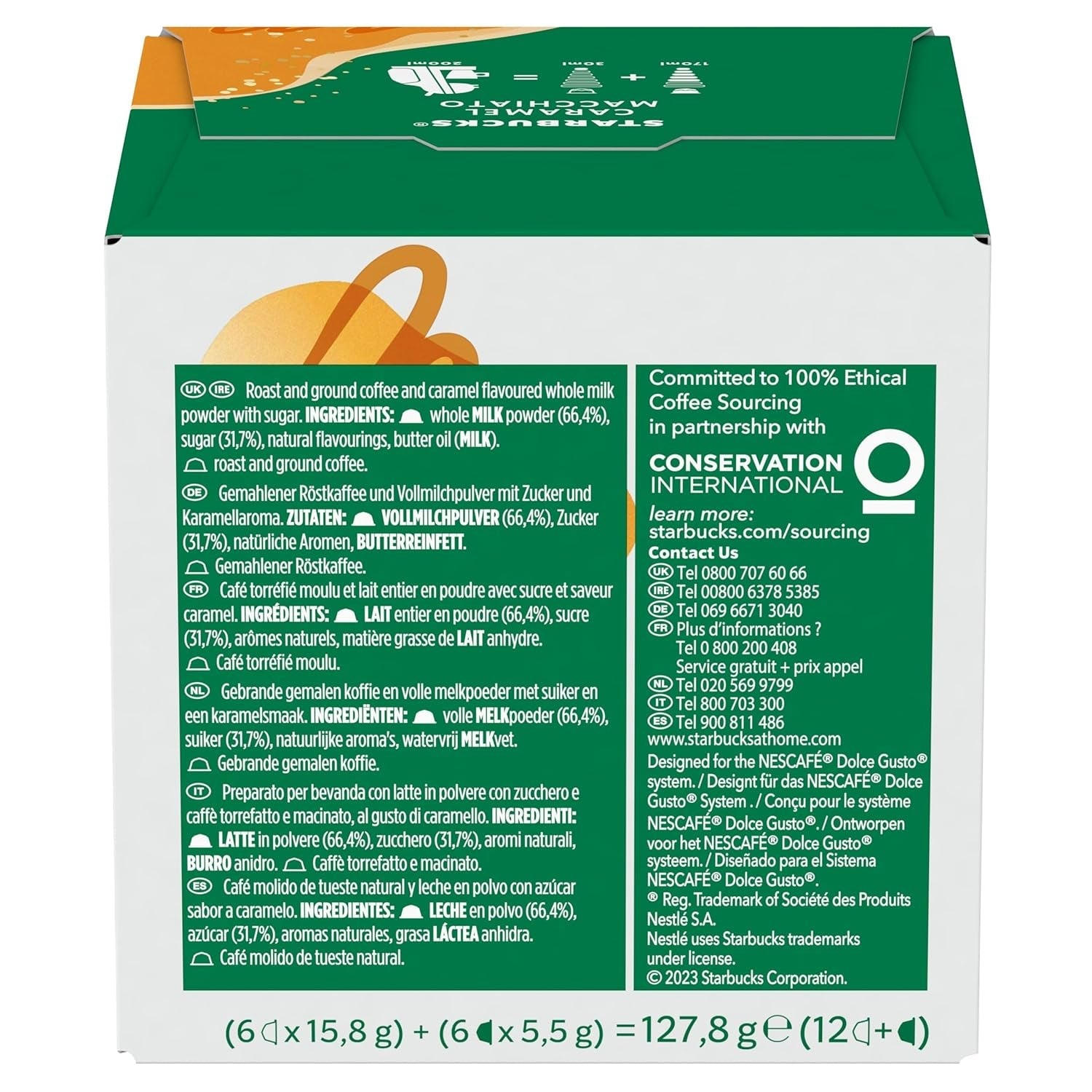 STARBUCKS Caramel Macchiato von Nescafé Dolce Gusto Kaffeekapseln 6 x 12 (72 Kapseln)