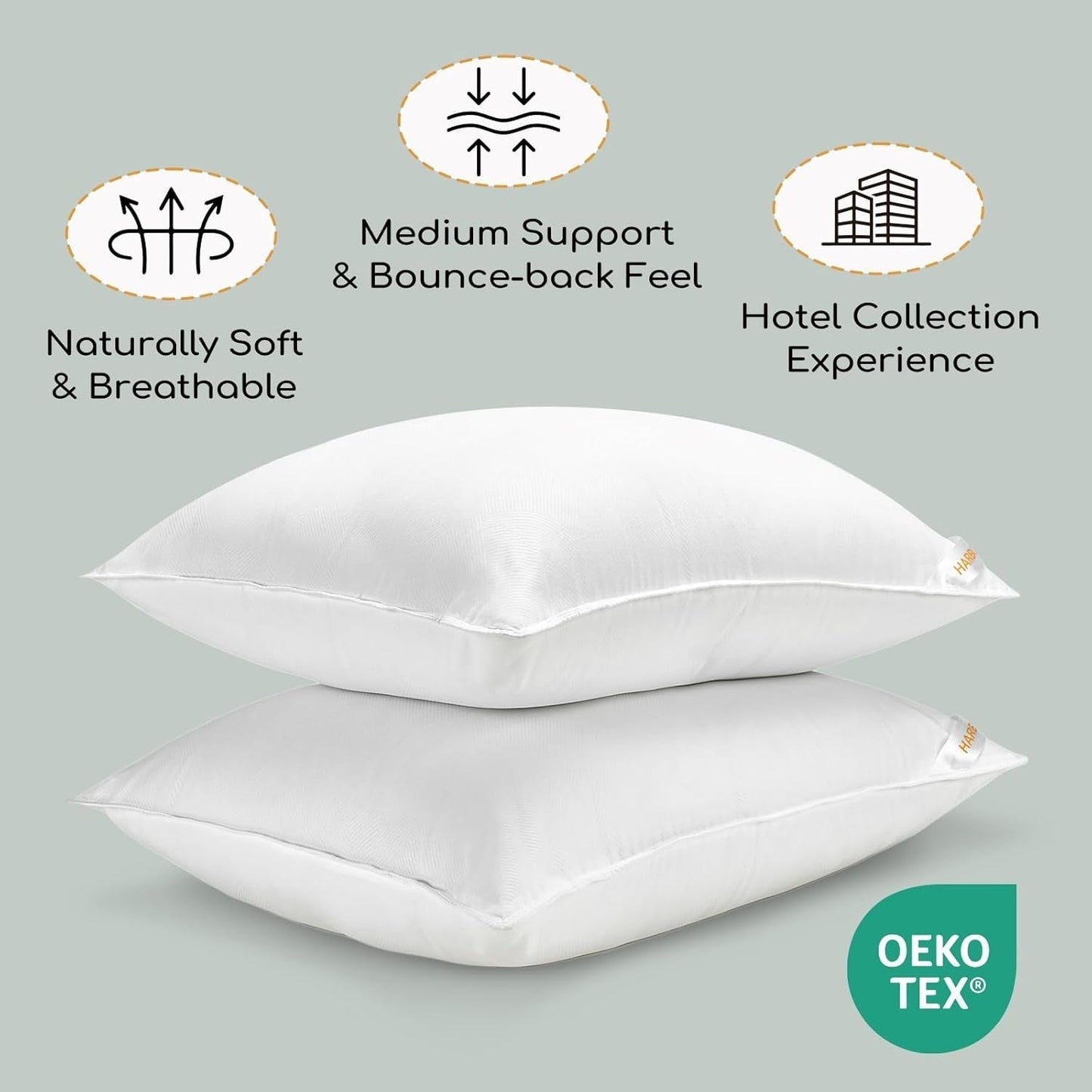HARBOREST Schlafkissen, 2 Stück, luxuriöser Plüsch, alternatives Kissen, gut für Seiten- und Rückenschläfer, Hotel-Kollektion, Kissen, Standard-/Queen-Size-Größe, 50,8 x 66 cm, Naty Shop Standard-Kissen
