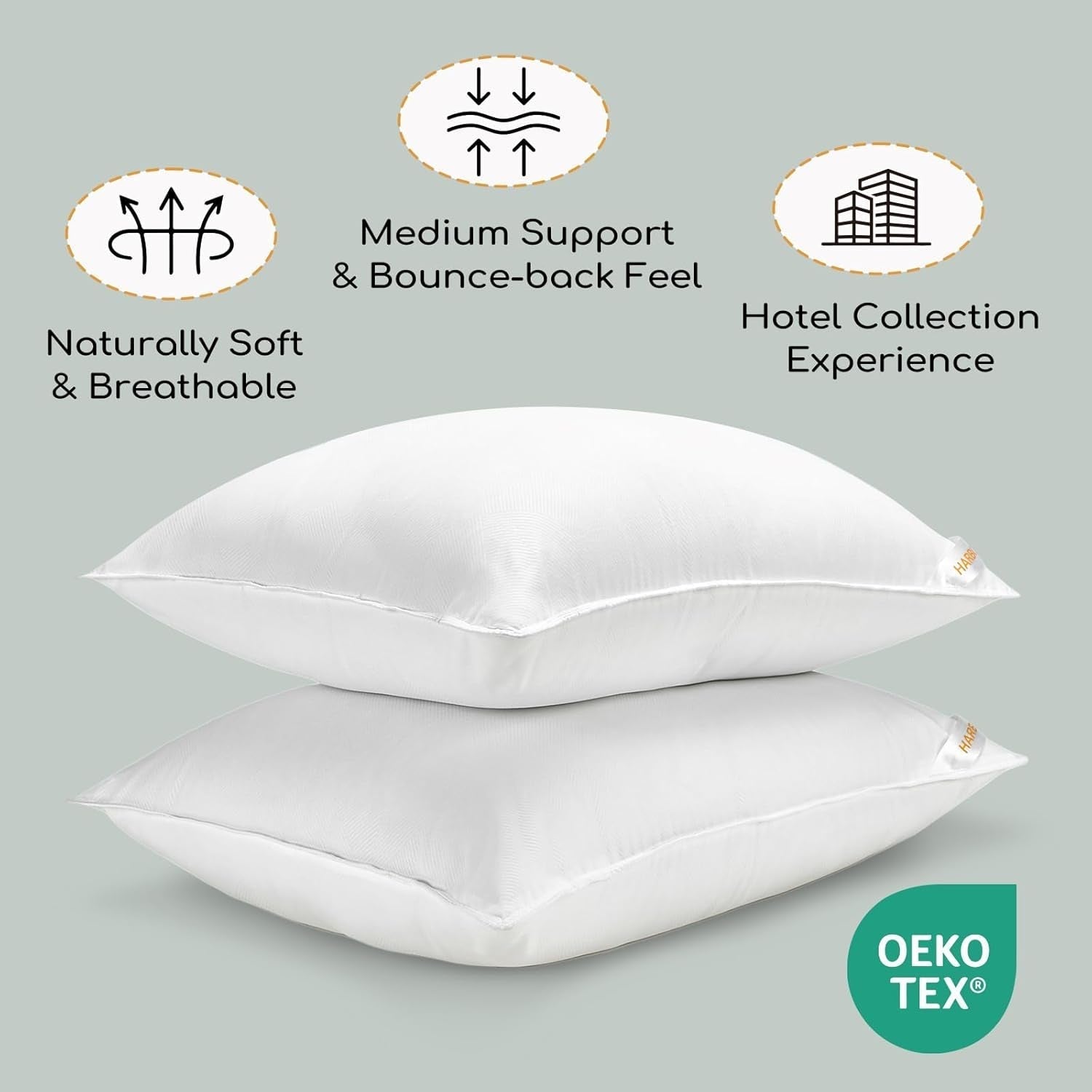 HARBOREST Schlafkissen, 2 Stück, luxuriöser Plüsch, alternatives Kissen, gut für Seiten- und Rückenschläfer, Hotel-Kollektion, Kissen, Standard-/Queen-Size-Größe, 50,8 x 66 cm, Naty Shop Standard-Kissen