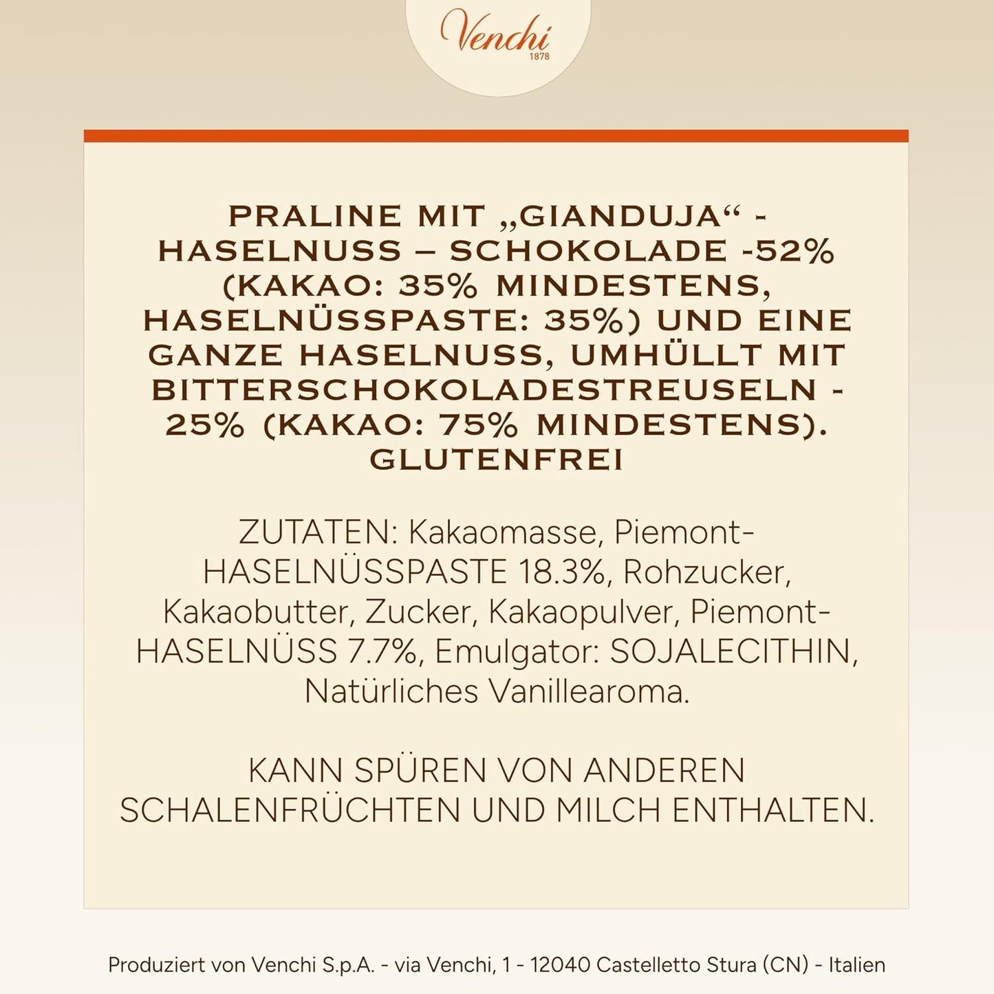 Venchi – Chocoviar Gianduia, Pralinen im 1-kg-Beutel, Gianduia-Schokolade ausschließlich aus „Piemont-Wald-Haselnüssen“ hergestellt, glutenfrei, ohne künstliche Farbstoffe und ohne Konservierungsstoffe