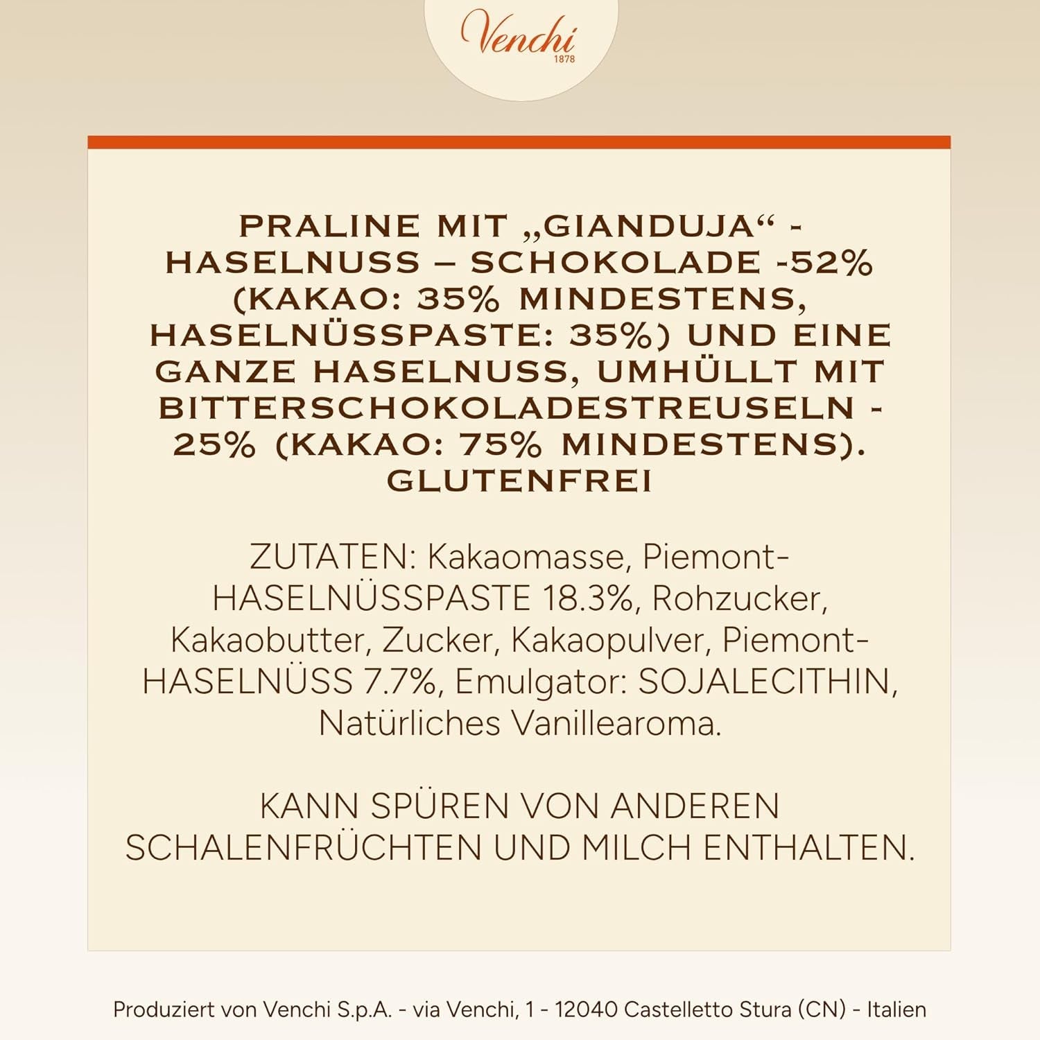 Venchi – Chocoviar Gianduia, Pralinen im 1-kg-Beutel, Gianduia-Schokolade ausschließlich aus „Piemont-Wald-Haselnüssen“ hergestellt, glutenfrei, ohne künstliche Farbstoffe und ohne Konservierungsstoffe