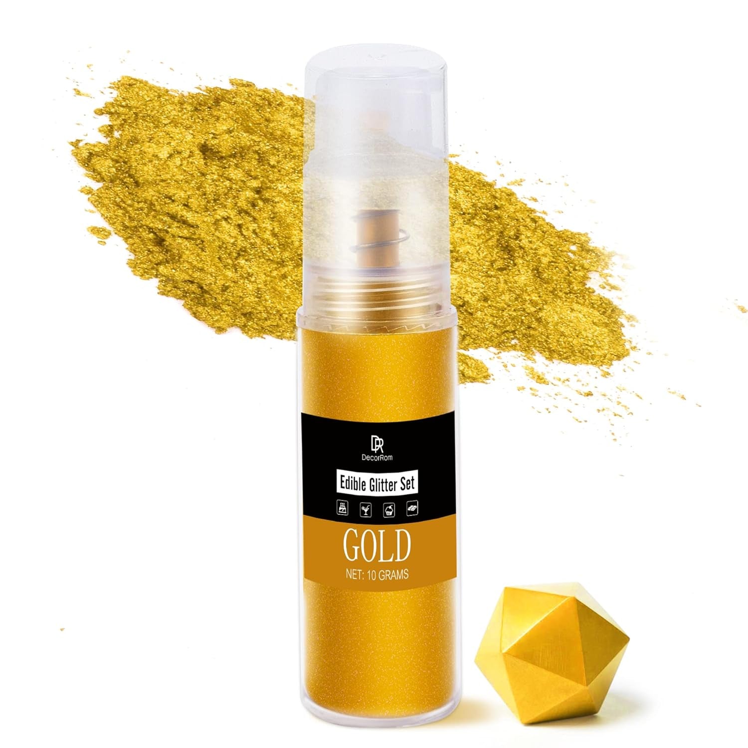 DecoRom, essbarer Glitzer, Pulver, 10 Gramm Glitter Naty Shop Gold