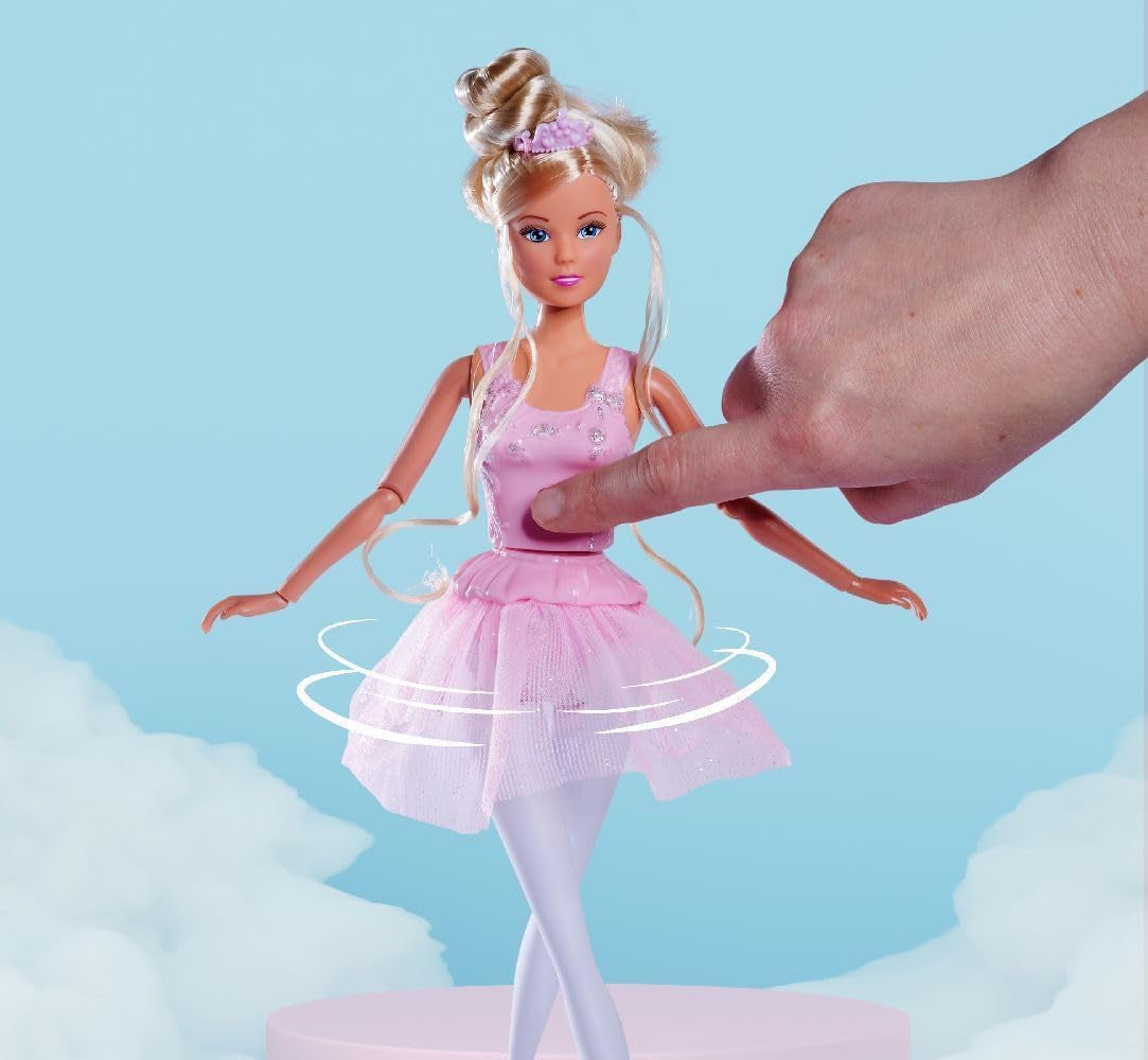 Simba 105733603 - Steffi Love Dancing Ballerina, Steffi als Ballerina-Puppe mit Tierfreund und drehbarem Rock, Spielpuppe 29 cm, ab 3 Jahren