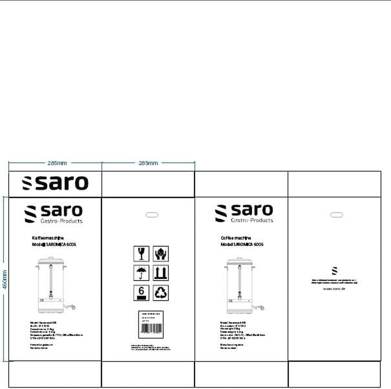 Saro Espressomaschine mit Rundfilter – 6,75 L / 40 Tassen – Edelstahl – Brüh- und Warmhaltefunktion – Sicherheitshahn – Schauglas – 1,5 kW – Modell SAROMICA 6005