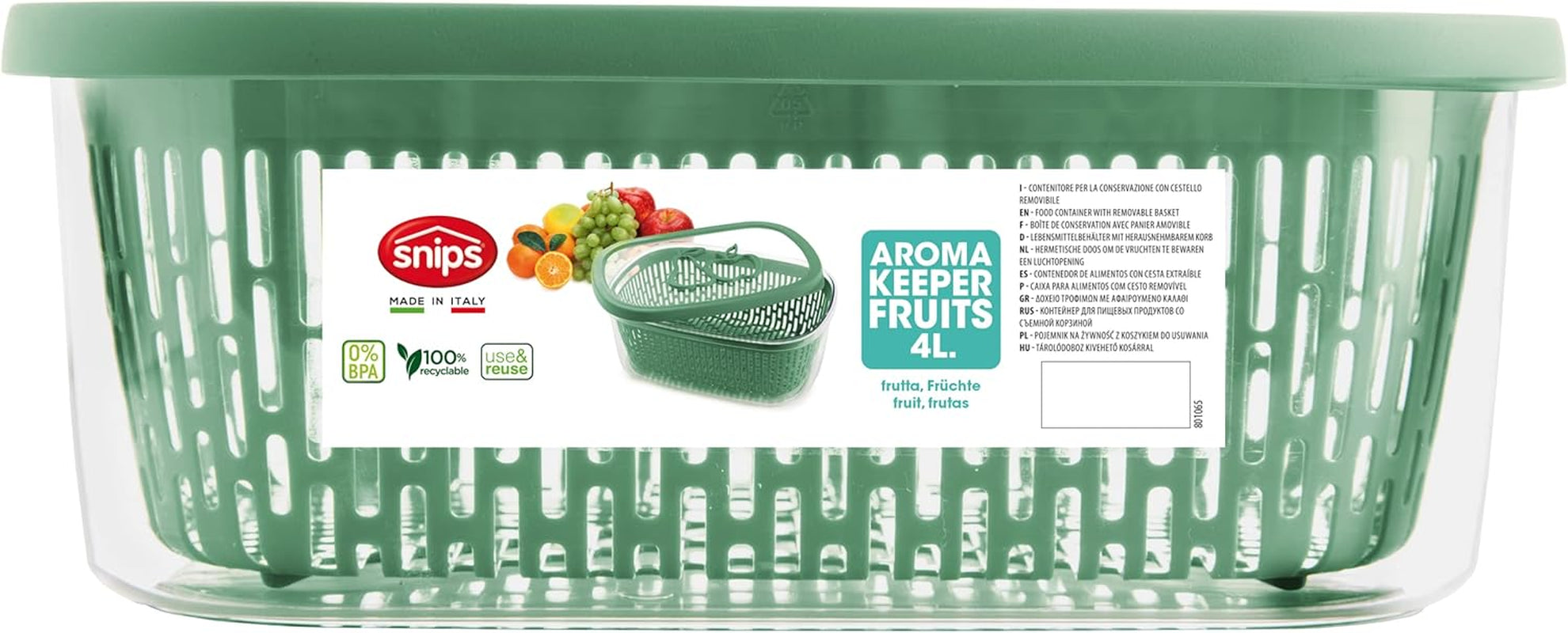 Säge zum Konservieren von Fruchtaroma, Kunststoff, grün, 4 LT – rechteckige Lebensmittelaufbewahrungsboxen Naty Shop