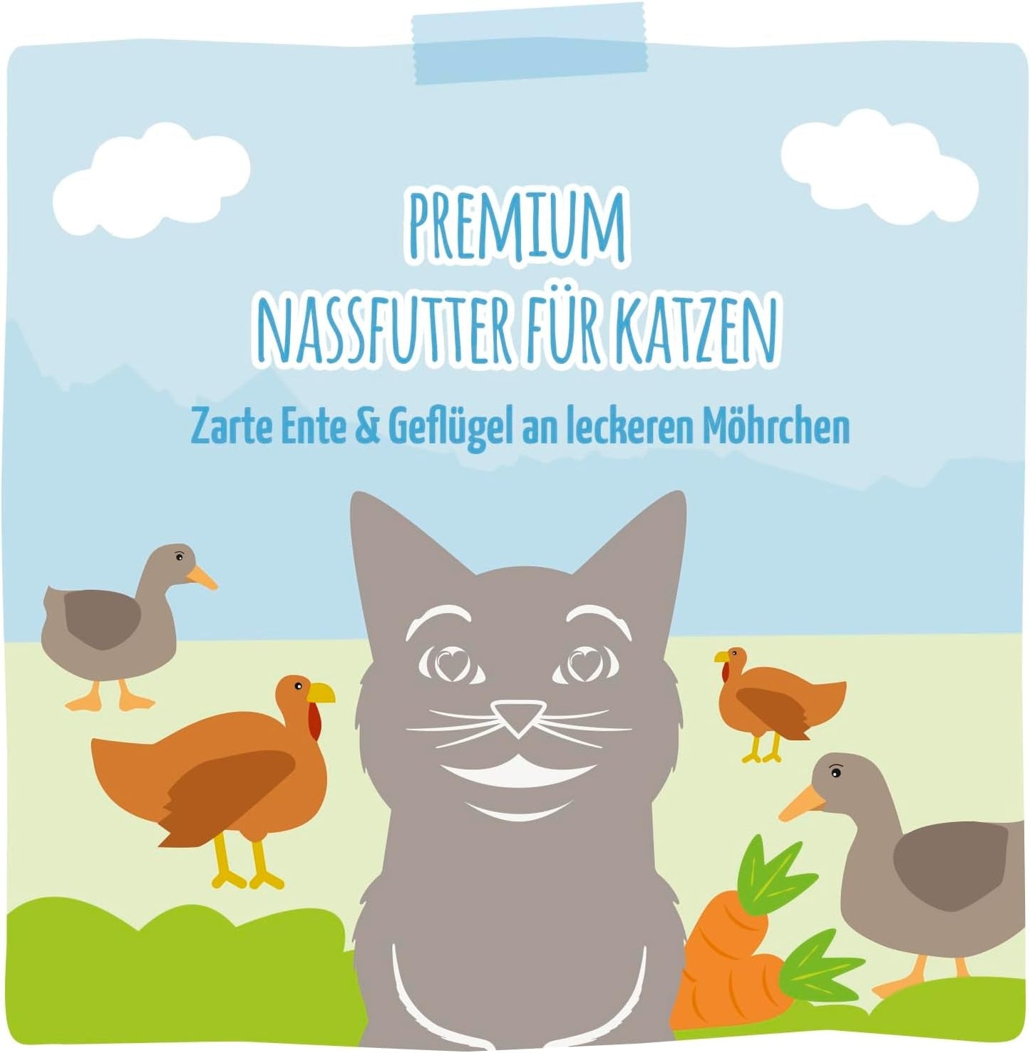 MjAMjAM – Premium Nassfutter für Katzen – Zarte Ente und Geflügel mit köstlichen Karotten, 1 Packung (1 x 400 g), getreidefrei mit extra Fleisch