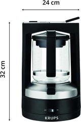 Krups T8 Filter-Espressomaschine, 850 Watt, automatische Abschaltung, 8–12 Tassen, 1 l Fassungsvermögen, Permanentfilter, beleuchteter Ein-/Ausschalter, einfach zu bedienen, Schwarz, KM4689